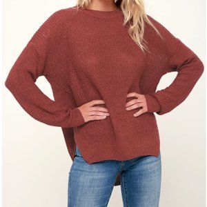 Lulu's Alyssa Dark Mauve Knit Sweater Size M